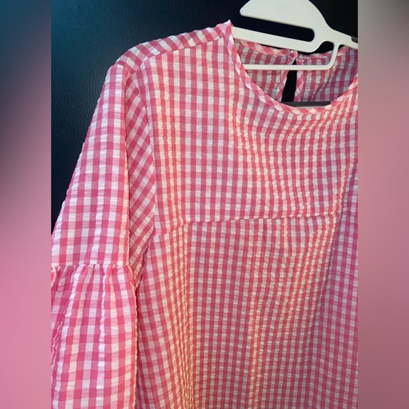 Pink Gingham Patterned Blouse - Picture 2 of 3